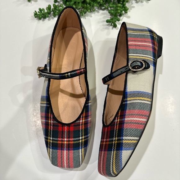 J.CREW ANAYA MARY JANE FLATS IN SNOWY STEWART TARTAN SIZE 7 - Picture 4 of 9